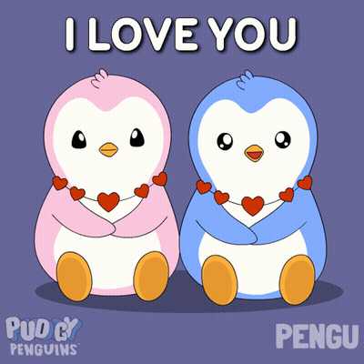 Penguins Hugging With I Love You GIF