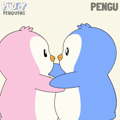 Penguins Hugging With Name Pengu GIF