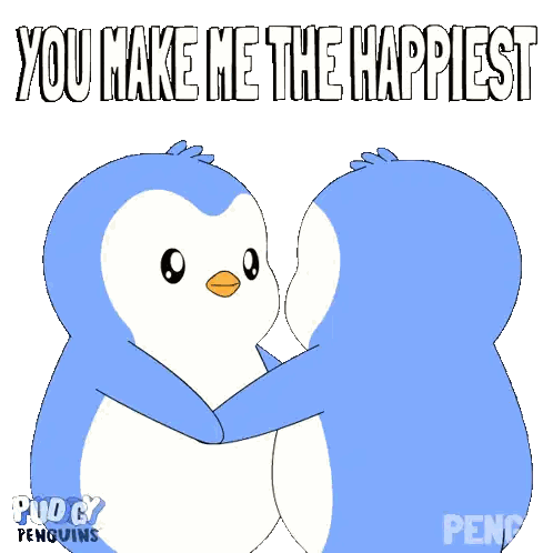 Penguins Hugging With You Make Me Happy Sticker
