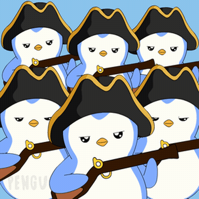Penguins In Hats Holding Guns GIF