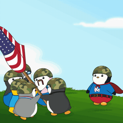 Penguins In Military Uniforms GIF