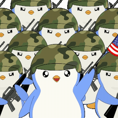 Penguins In Military Uniforms With Guns GIF