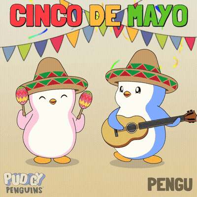 Penguins In Sombreros With Maracas And Guitar GIF