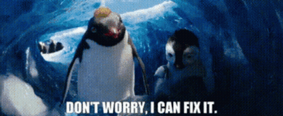 Penguins In Water Saying Don't Worry I Can Fix It GIF