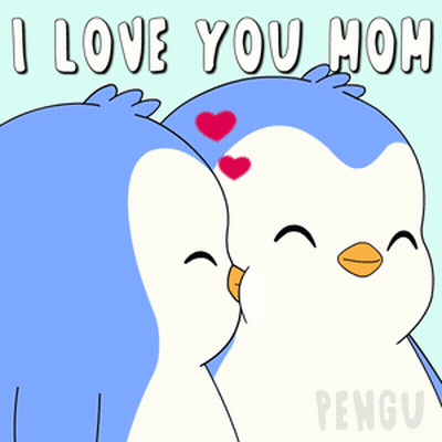 Penguins Kissing I Love You Mom GIF