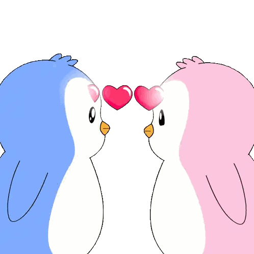 Penguins Kissing With Pink Hearts Sticker
