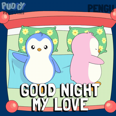 Penguins Laying On Bed Saying Good Night My Love GIF