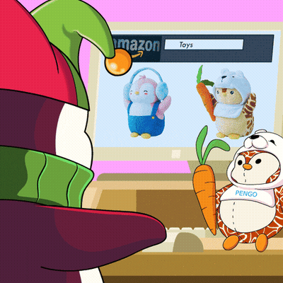Penguins Looking At Toys GIF