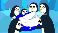 Penguins Massaging Wizard Adventure Time GIF
