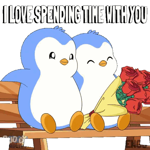 Penguins On Bench I Love Spending Time With You Sticker