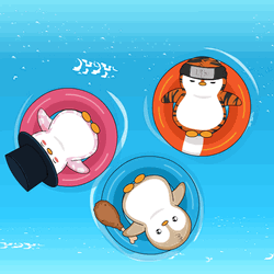 Penguins On The Floaties Chilling GIF
