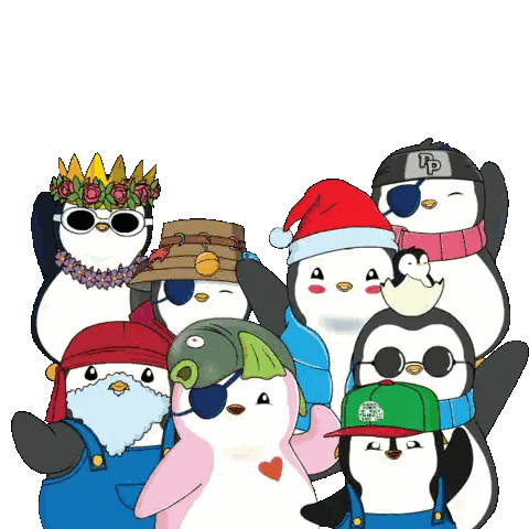 Penguins Posing With Hat Saying LP Sticker