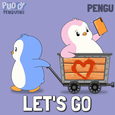 Penguins Pulling Cart Let's Go GIF
