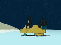 Penguins Riding A Snowmobile GIF