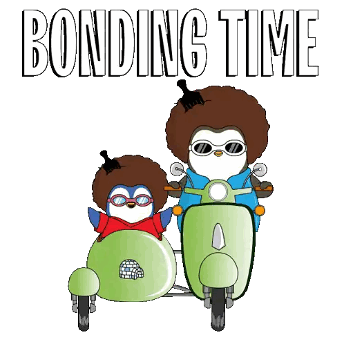 Penguins Riding Scooters Bonding Time Sticker