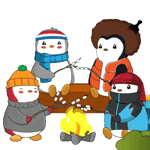 Penguins Roasting Marshmallows Sticker