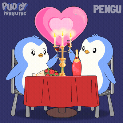 Penguins Sitting At Candlelit Table GIF