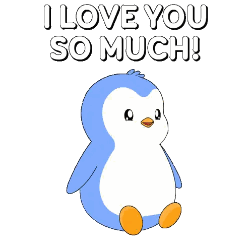Penguins Sitting Together I Love You Sticker
