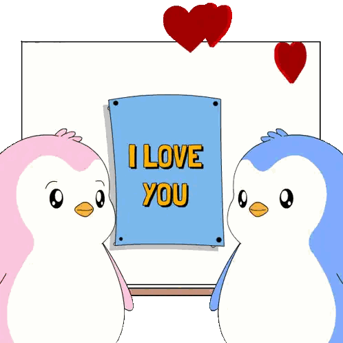 Penguins Standing Next To I Love You More Sign Sticker