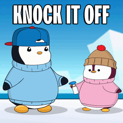 Penguins Standing Together With Knock It Off GIF