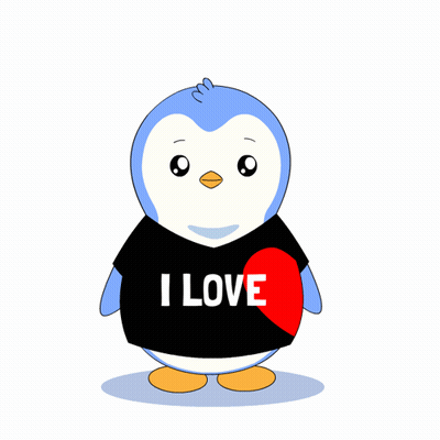 Penguins Wearing Black Shirts Saying I Love Her GIF