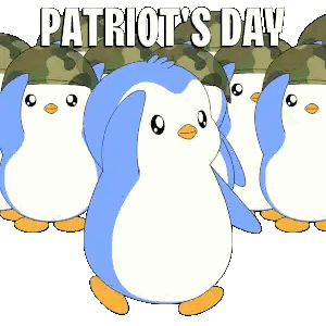 Penguins Wearing Camouflage Helmets Patriot's Day Sticker