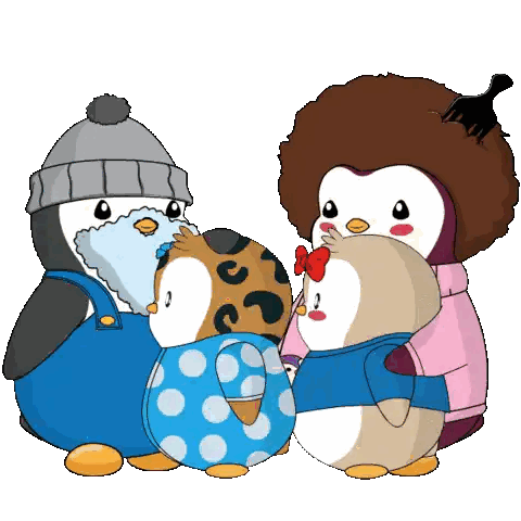 Penguins Wearing Hats And Overalls Sticker