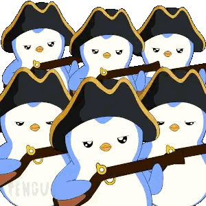 Penguins Wearing Hats Holding Guns Sticker