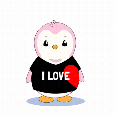 Penguins Wearing I Love Him Shirts GIF