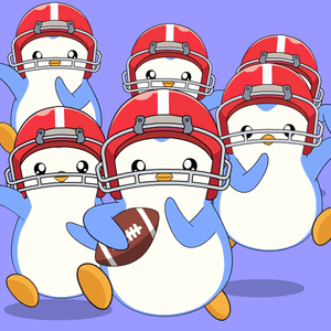 Penguins Wearing Red Football Helmets GIF