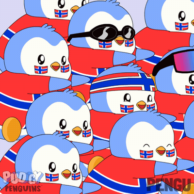 Penguins With Flags On Faces Saying Penguins GIF