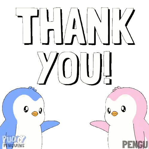 Penguins With Hearts In Eyes Thank You Sticker