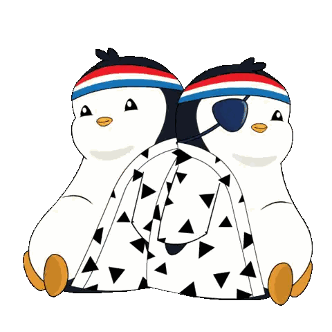 Penguins With Striped Headbands Sticker