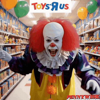 Pennywise Clown At Toys R Us Sign GIF