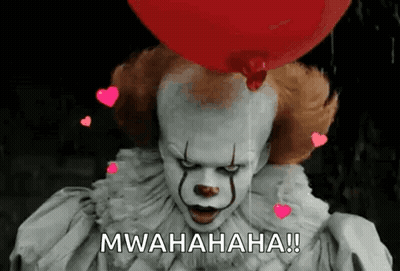 Pennywise Holding Red Balloon With Hearts GIF
