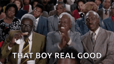 People Applauding, One Man Eating Pizza GIF