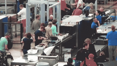 People At Security Checkpoint United Airlines GIF