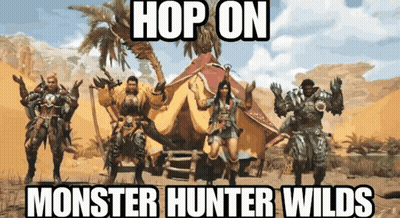 People At Tent Hop On Monster Hunter Wilds GIF