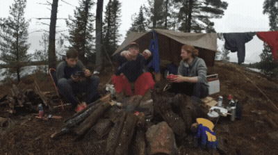 People By Campfire Clothesline GIF