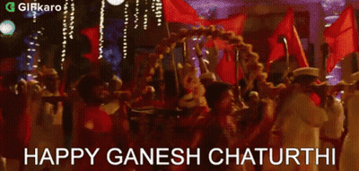 People Carrying Ganesha Statue On A Carriage GIF