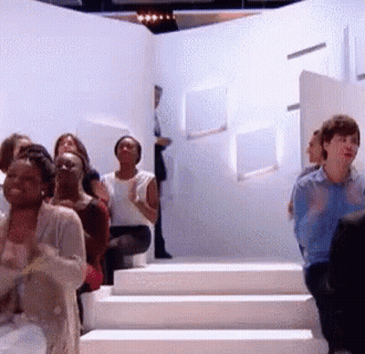 People Clapping On Stairs GIF