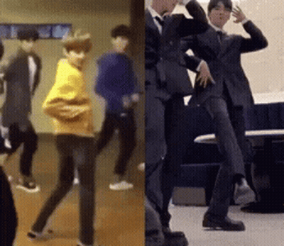 People Dancing And Man In Suit Beside Table GIF