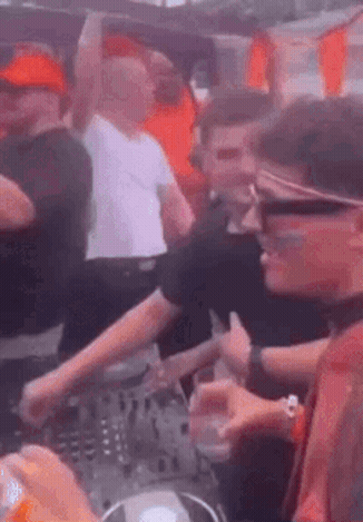 People Dancing At Party With DJ GIF
