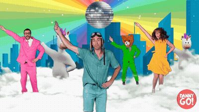 People Dancing In Clouds With Danny Go Logo GIF