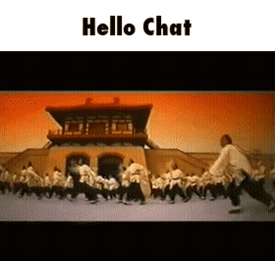 People Dancing In Front Of Building Saying Hello Chat GIF