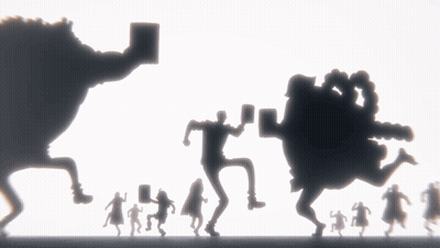 People Dancing In Front Of Giant Animal GIF