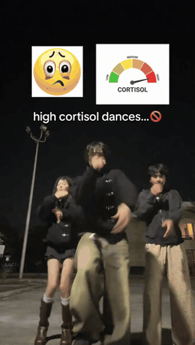 People Dancing In Front Of High Cortisol Sign GIF