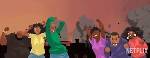 People Dancing In Front Of Netflix Sign GIF