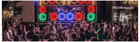 People Dancing In Front Of Pixverse Sign Sticker