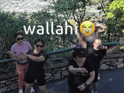 People Dancing In Front Of Stone Wall Wallahi GIF